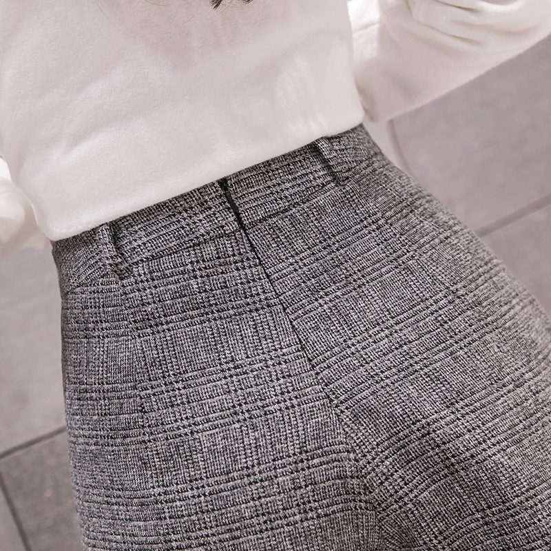 Onregelmatige Wollen Plaid Shorts Rokken Voor Vrouwen Atumn Winter Office Korte Vrouwen Plus Size Booty Shorts Feminino