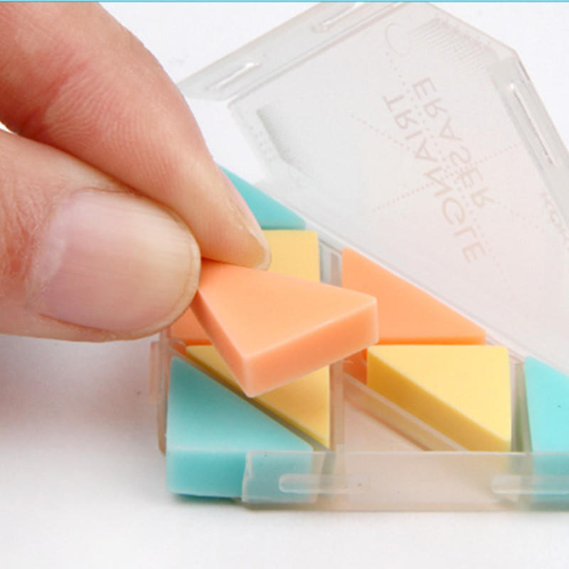 Borradores de goma triangulares de colores para estudiantes, pluma Flexible duradera, papelería, suministros escolares para niños, 1 caja
