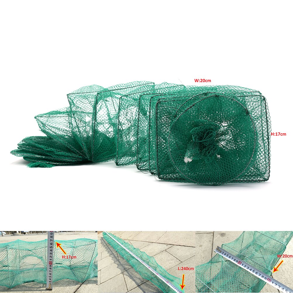 2.4M Crab Crayfish Lobster Catcher Live Trap Fish Net Foldable Portable Fishing Net Eel Prawn Lure Nets