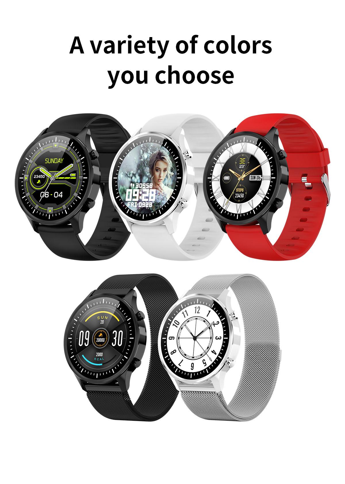 G21 Smart Watch Women DIY Watch Faces IP68 Waterproof Clock Fitness Tracker Heart Rate Monitor 1.28 inch Full Touch Round Screen