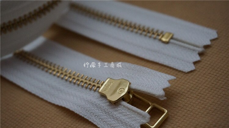 YKK zipper 5 metal gold copper closed 15-50cm white clothing pocket bag