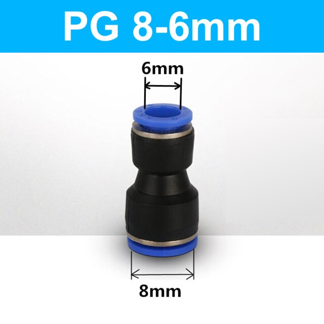 Quick Pneumatic Fittings Plastic Connector PG 4/6/8/10/12/14mm High Pressure Hose Variable Diameter Air Pipe Straight Butt Joint: 6mm-8mm