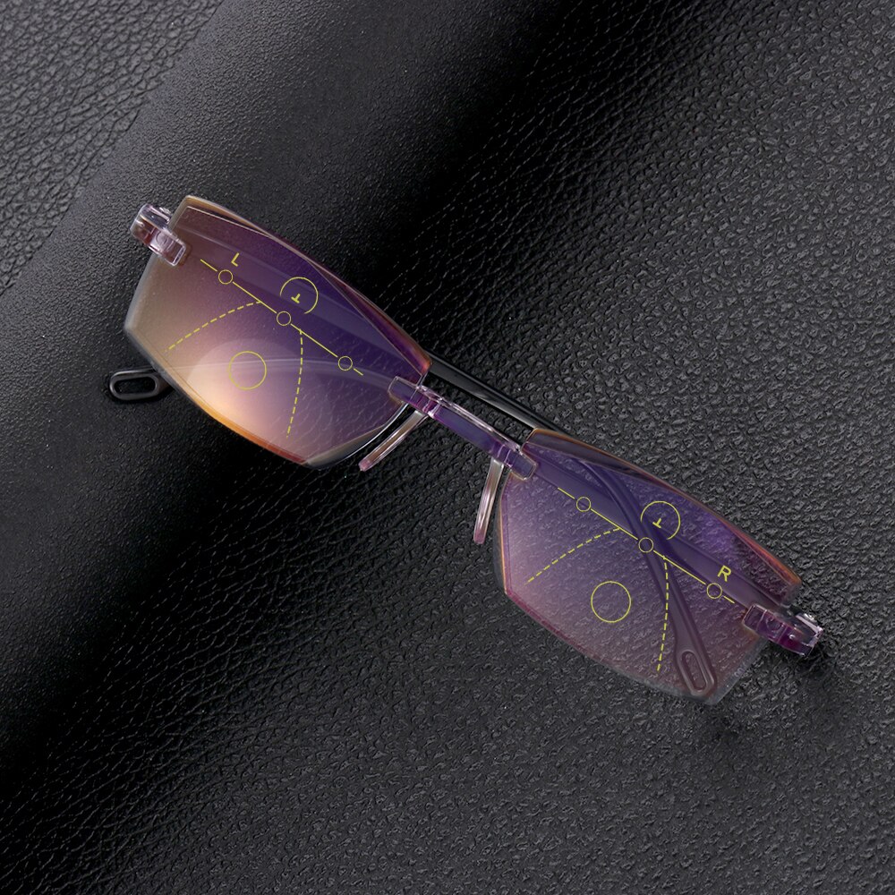 Ultralight Rimless Reading Glasses Progressive Presbyopia Eyeglasses Blue Light Blocking Glasses for Men Women +1.0~+4.0