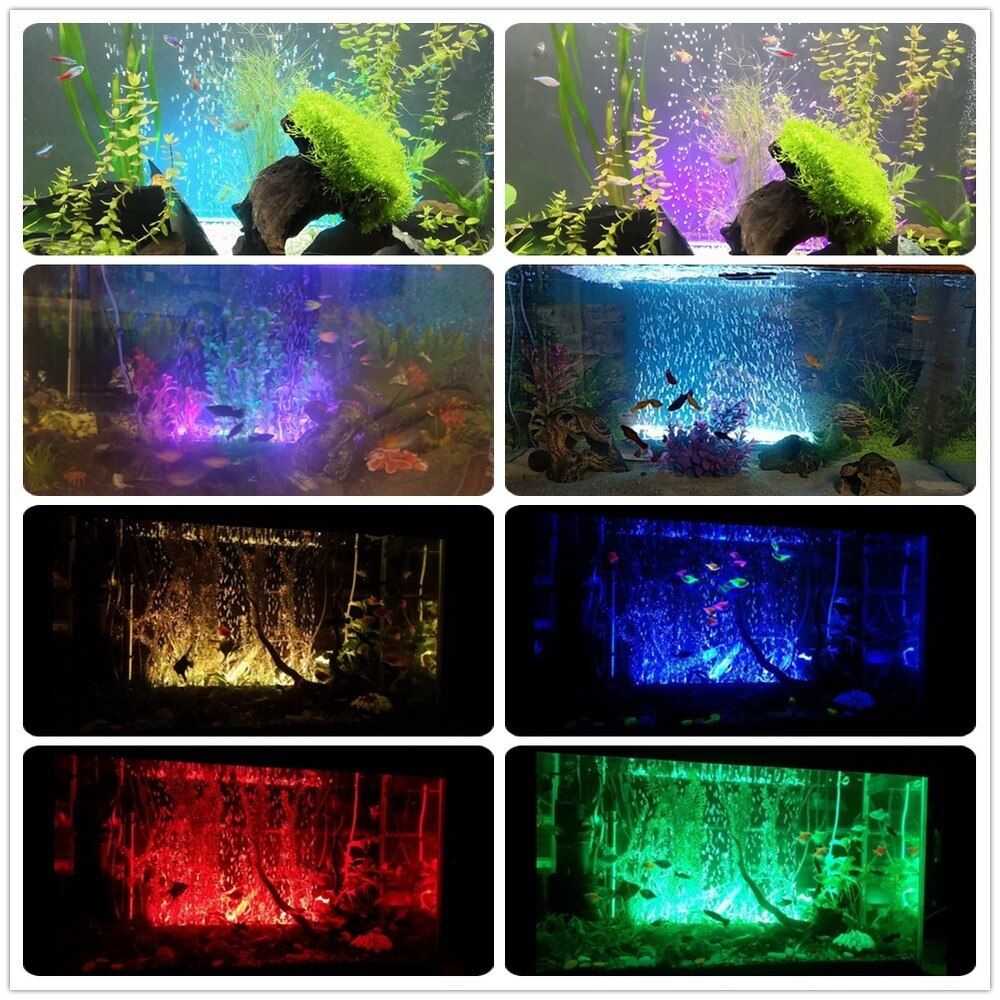 46Cm 18Inch 240V Aquarium Led Verlichting Back Light Lamp Air Bubble Vis Tanks Rgb Beam Plafond Onderwater waterdichte D40