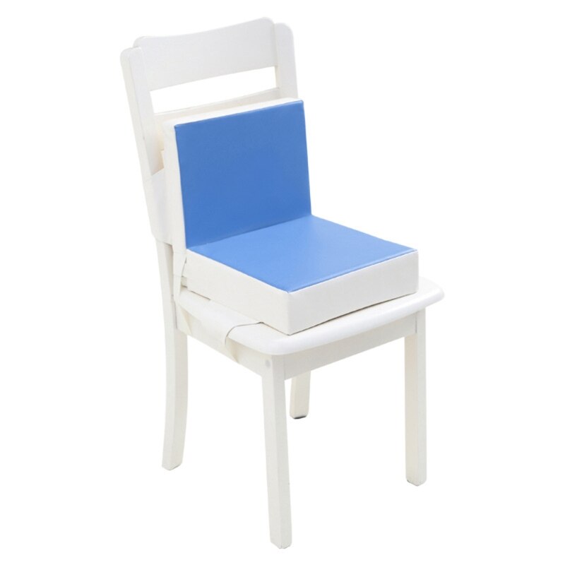Rehausseur de chaise haute pour bébé, 2 pièces/ensemble, rehausseur de siège pour enfants, coussin de chaise de salle à manger en cuir PU étanche: Blue