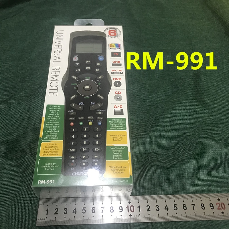 Chunghop RM-991 TV/SAT/DVD/CBL/CD/AC/VCR Six in one function of TV air conditioner set top box controlled by learning remote