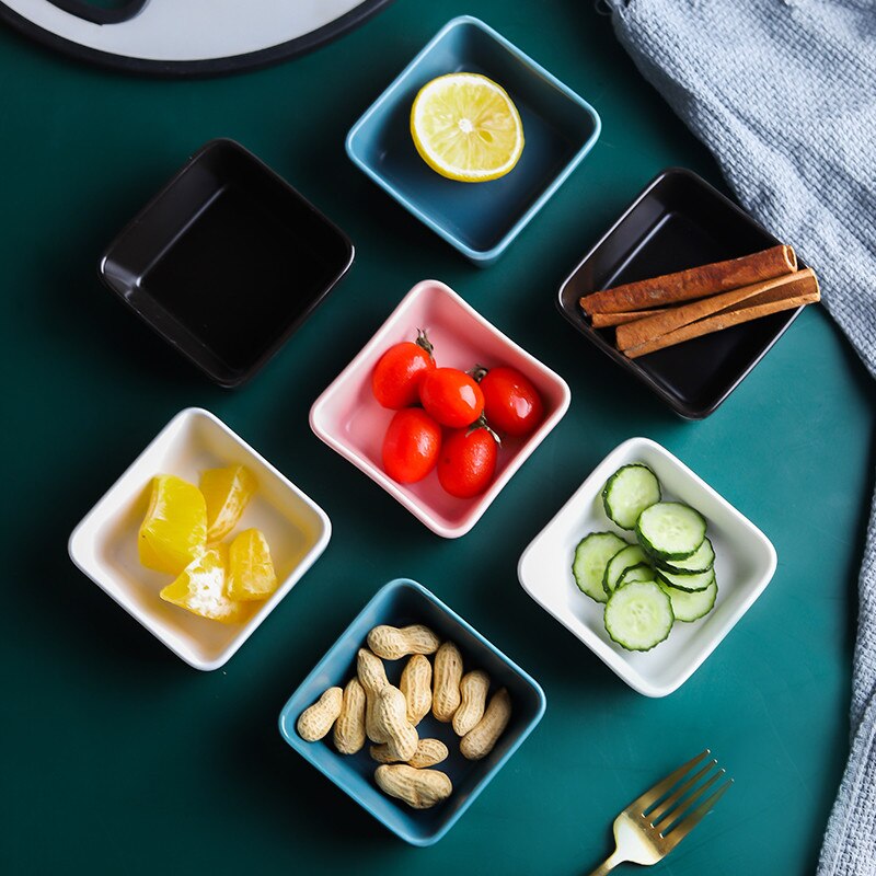 Keramik Kleine Quadratischen Schüssel Mini Schüssel Multi-Farbe Nachtisch Soße Essig Dishs Porzellan Abendessen setzt Geschirr Tablett Küche Zeug