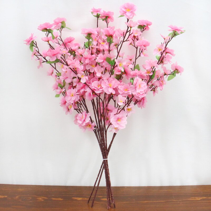 55cm land stil kunstig blomst rotting vase bryllup hotel diy boligindretning tilbehør kirsebær blomster arrangement vas: 65cm 8 stk lyserød