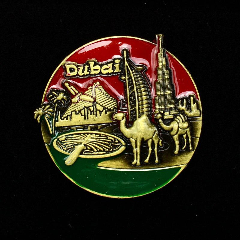Fridge Magnet Souvenir Metal Craft Decorative Magnets Sticker Dubai Shanghai Egypt Sikkim Architectural Monuments Country Decor: Dubai-1-4