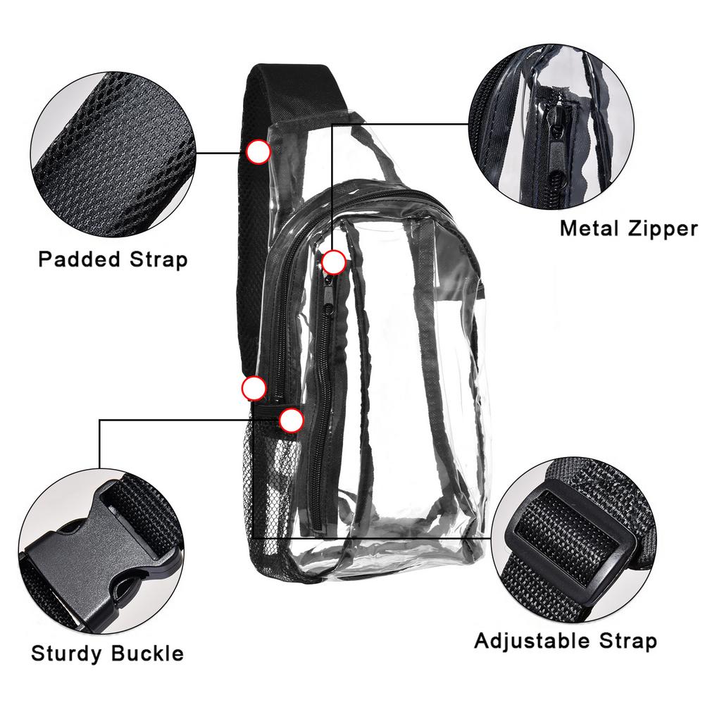 Clear Sling Bag Mini PVC Crossbody Shoulder Backpack Transparent Casual Chest Daypack Unsex For Hiking Stadium Or Concerts