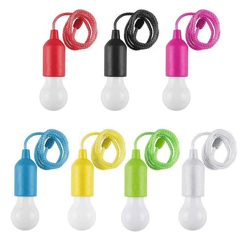 Fargerik led hengelampe bærbar snøring telt camping lys retro belysning hjem trekkledning pærer batteridrevet