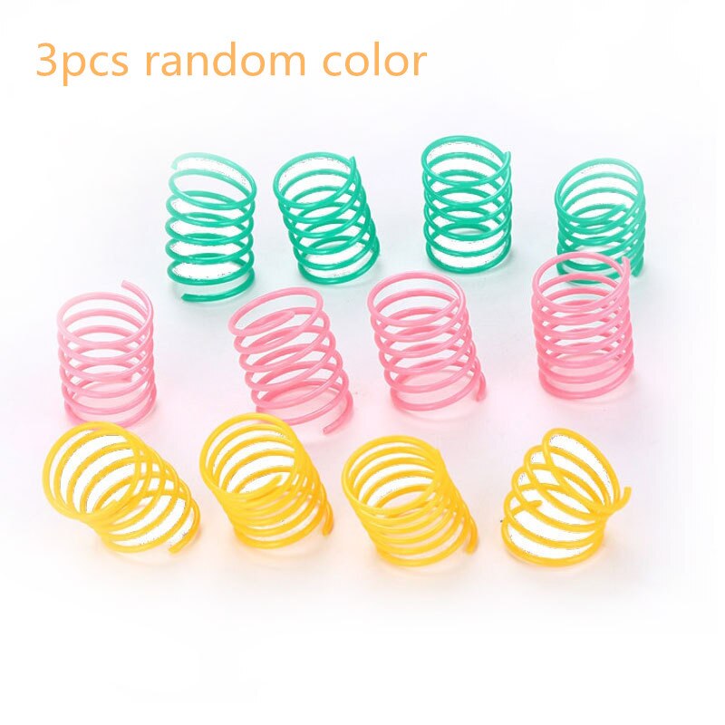 Juguete de Primavera de plástico para gatos, muelles en espiral de colores para mascotas, juguetes interactivos duraderos de colores aleatorios: 3pcs random color