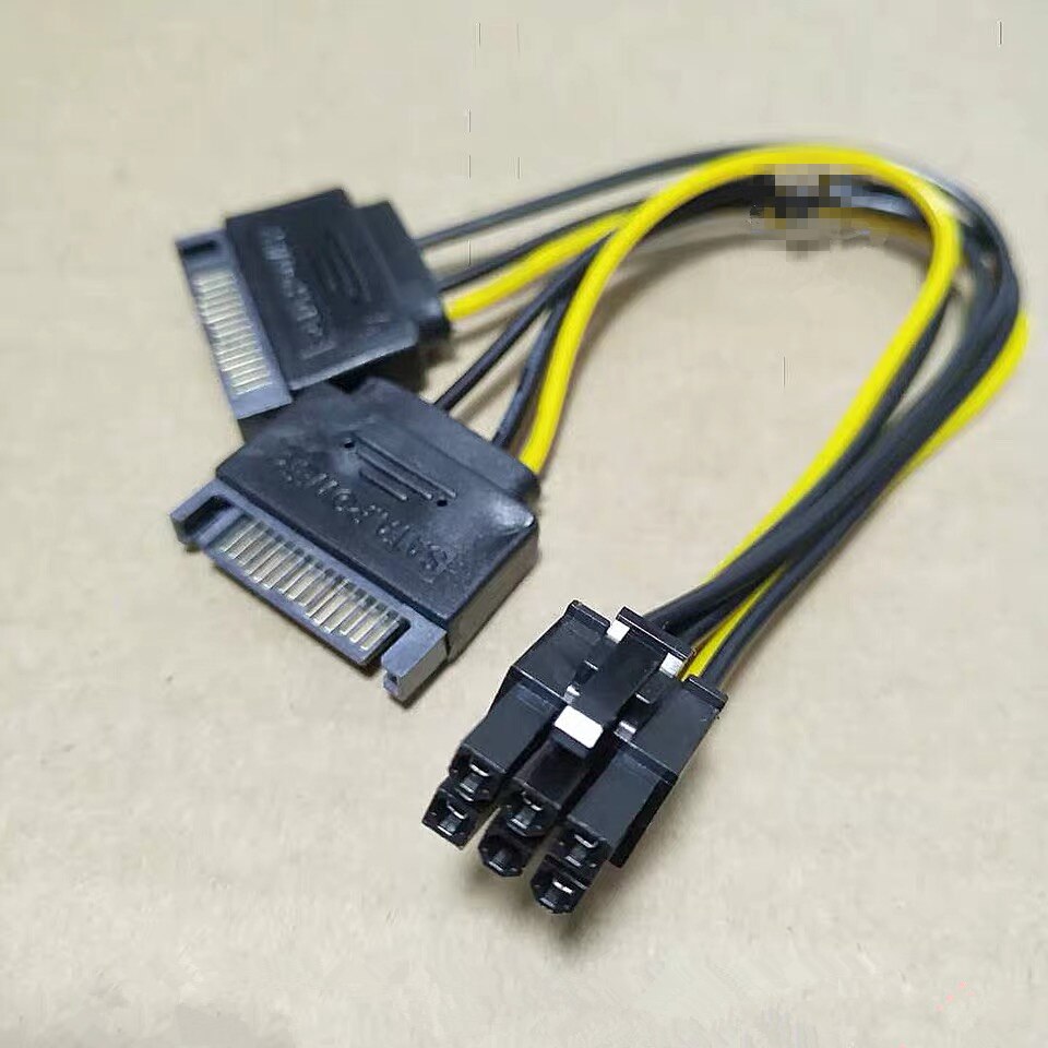 SATA Dual 15Pin M to Graphics card PCI-e PCIE 6 Pin F Video Card Power Supply Cable 6pin to Sata 15Pin Y Splitter Adapter 18AWG