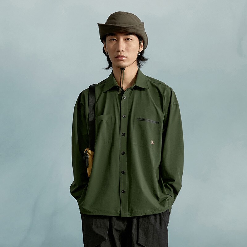 Naturetrekking extérieur fonctionnel longue homme/femme loisirs voyage chemise unisexe extérieur voyage séchage rapide Nature randonnée Camping haut: Green / L