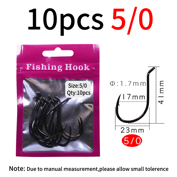 Lionriver 10 stks/zak 3/0-8/0 Octopus Snavel Koolstofstaal Offset Vishaak Zoutwatervissen Livebait/Snapper Rig Haak: Rood