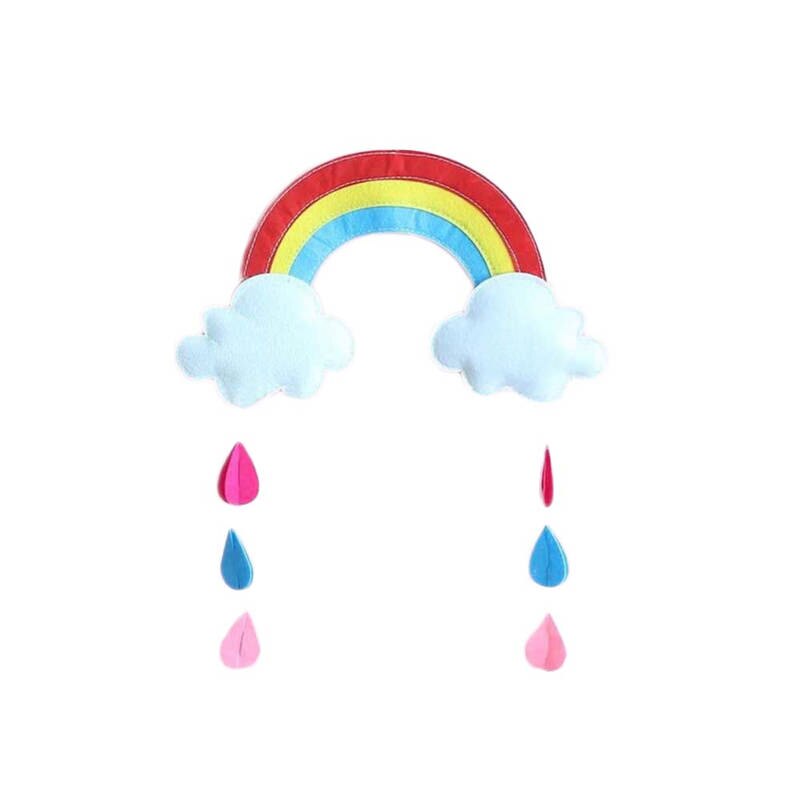 Manual Moon Rainbow Cloud With Raindrop Stars Kids Baby Room Nursery Wall Decal Stickers Home Art Decor M0229: H