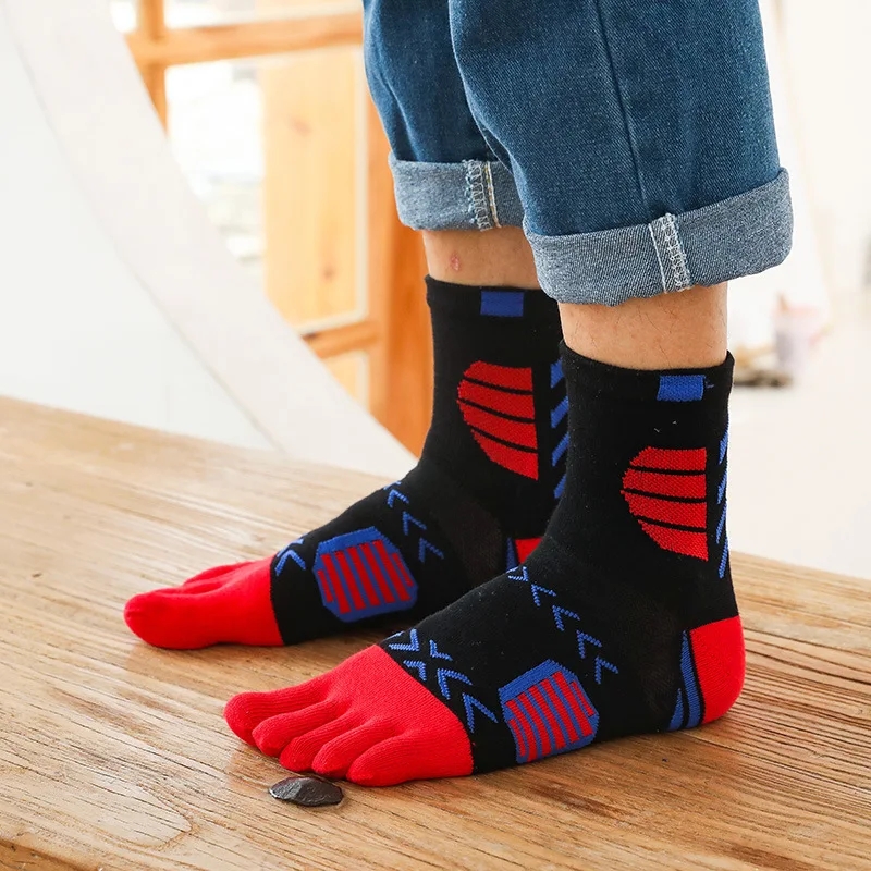 1/5 Paar Sport Zehen socken Kompression Baumwolle schweiß absorbierende Deodorant Fahrrad Marathon- Fitness draussen Basketball 5 Finger Socken