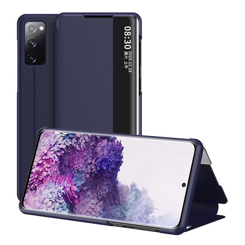 Vista inteligente caso da aleta para samsung galaxy s21 ultra 5g casos de couro sono automático acordar capas samsung s21 plus s 21 fundas pára-choques: S21 Ultra / Cyan