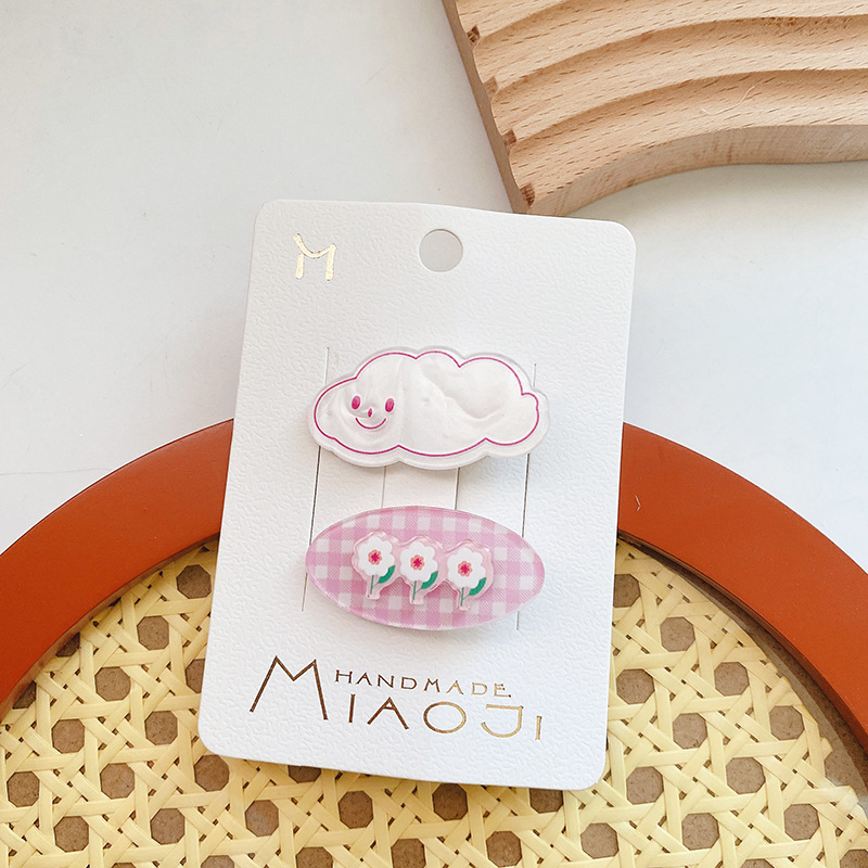 2022 nuovo 2 pz bambini forcine dolci nuvola fiore pesce forcine per ragazze clip di capelli per bambini Mini copricapo per bambini accessori per bambini: 2pcs 2
