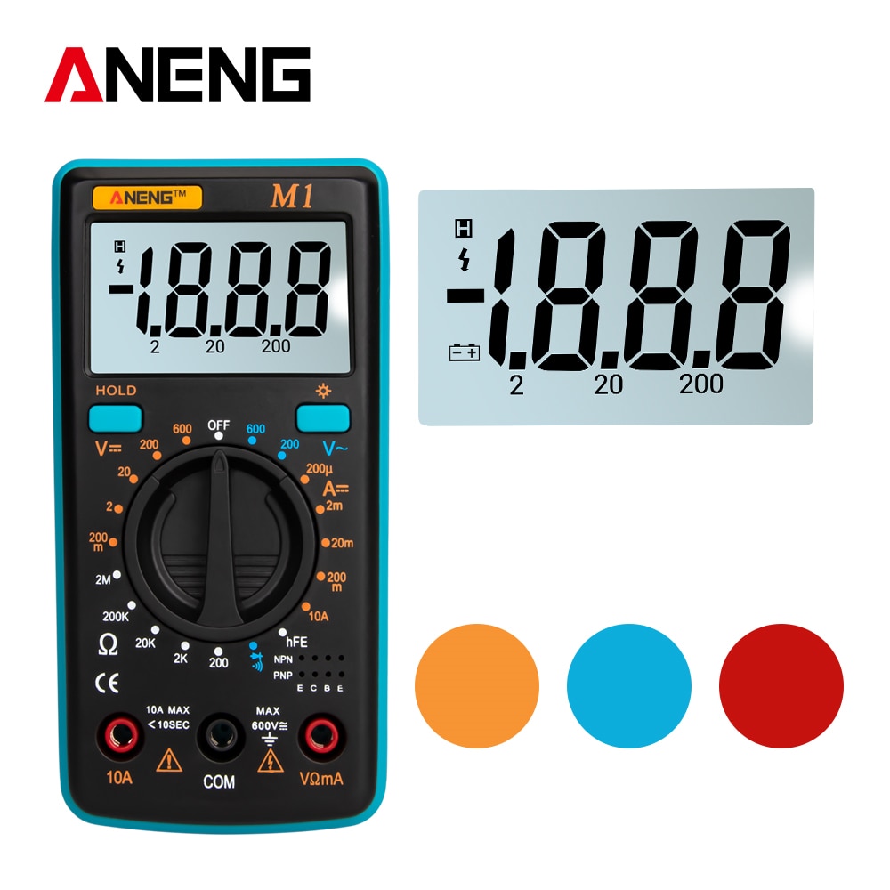 ANENG M1 Digitale Multimeter Backlight Tester Professionele Multimetro DIY Buzzer Diode Triode AC/DC Meter