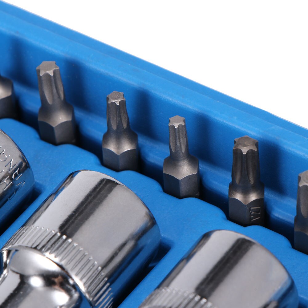 Car Auto Repair Tool Socket Box Set 30pcs Chrome Vanadium Steel Sleeve Set Star Bit Chrome Socket Kit Tool Set With Tool Case