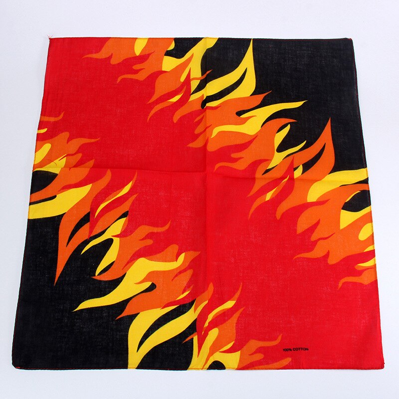 Los hombres chico mujeres Hip Hop Pañuelo cuadrado pañuelo de llamas de fuego imprimir pañuelos de bandana diadema cuello muñeca de banda Headtie Pañuelo cuadrado
