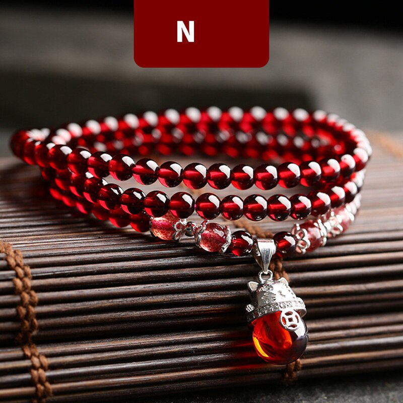 Wein Rot Granat Armbänder Für Frauen Natürliche Edelstein 925 Sterling Silber Schmuck Fox Kürbis Pixiu Schneeflocke Charme Beste Mädchen: Type N