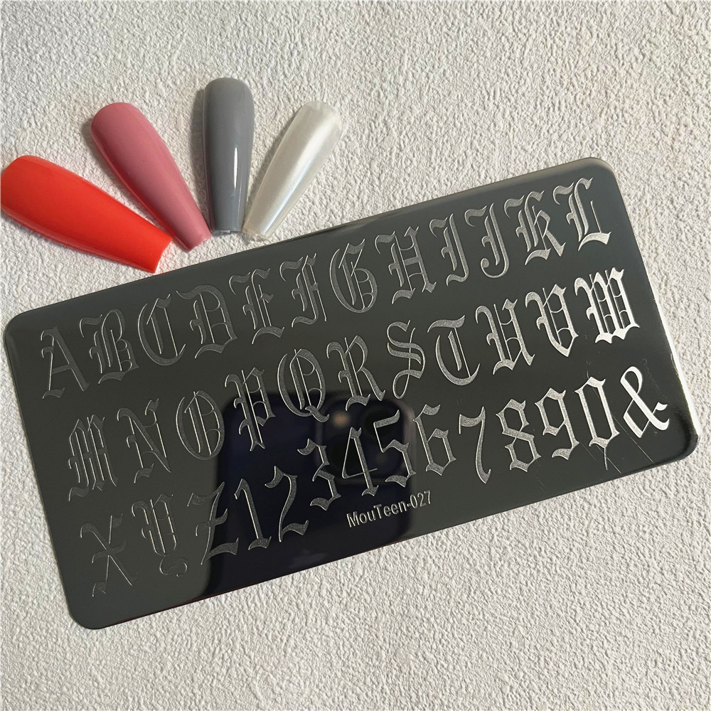 Gothic Alphabet Stamping Plate Gothic Letter Nail Plate Art Letters Nail Stamp Plate Mouteen-014