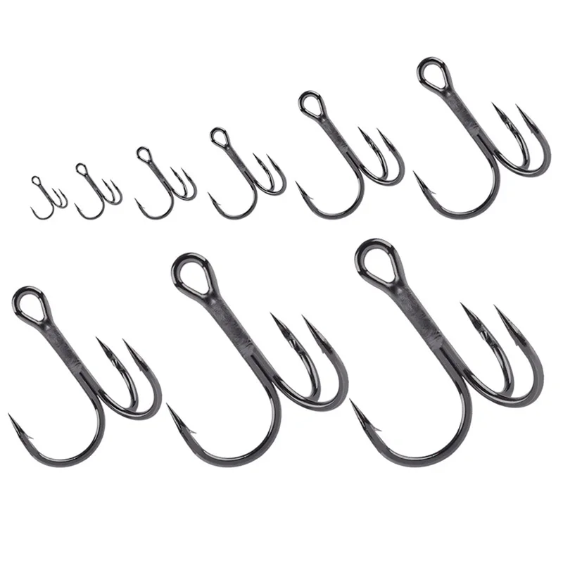 Hameçon triple retourné en acier à haute teneur en carbone, noir, 20 pièces, 2/6/8/10/12 # Pour leurre Triple crochet accessoires de matériel de pêche