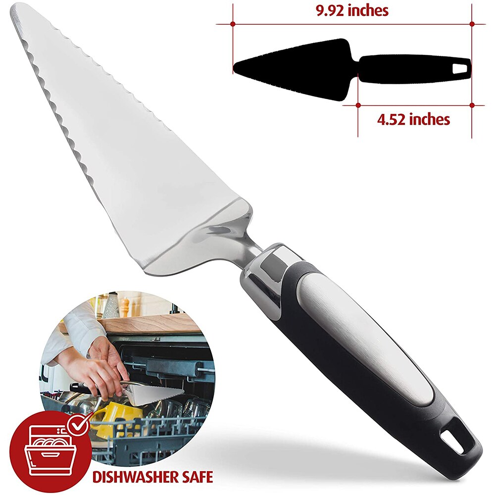 1Pcs Pizzasnijder Mes Gekarteld Edge Cake Cutter Pizza Server Met Rubberen Handvat Voor Pie Pizza Wafel cookies
