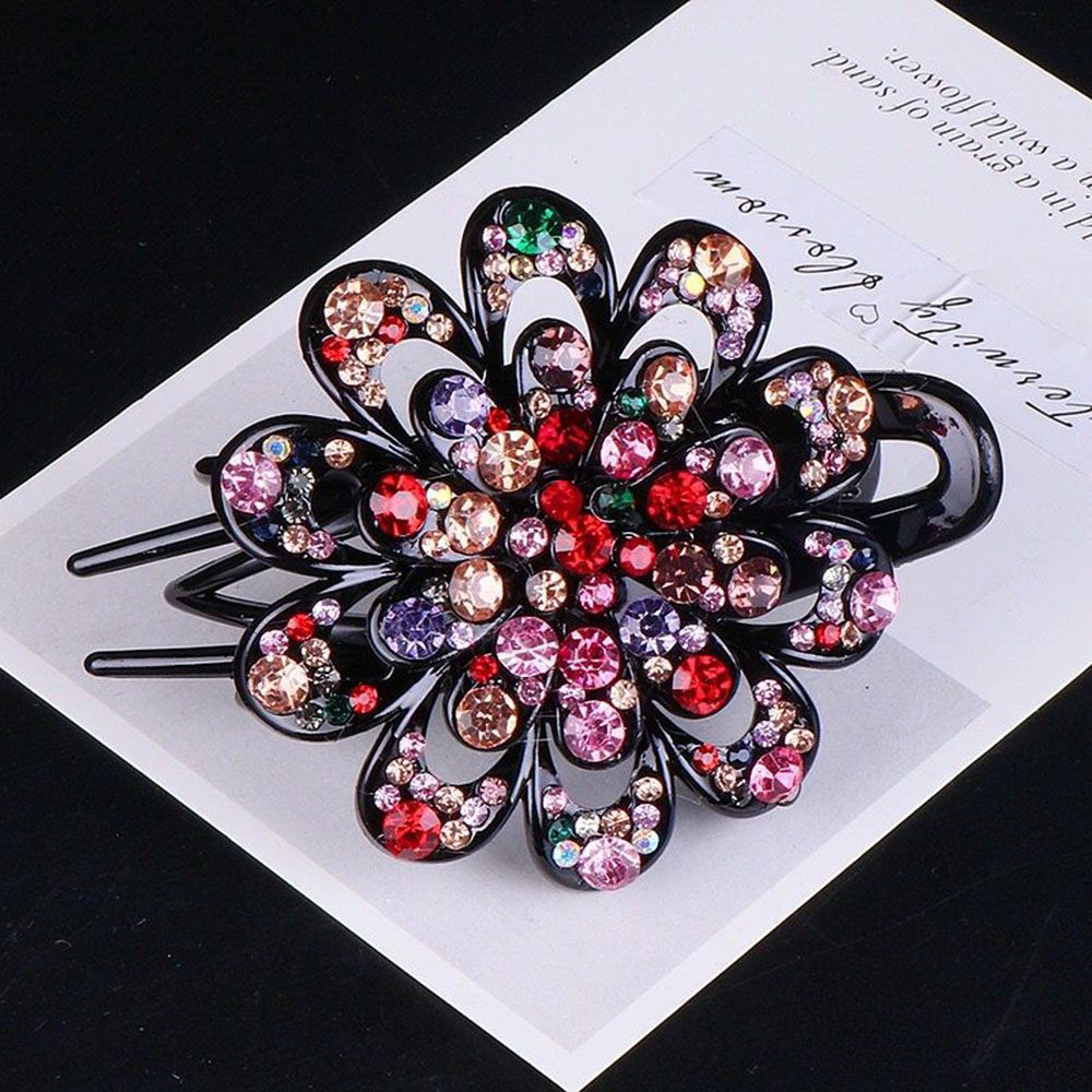 Épingle à cheveux en strass brillant, feuille de fleur, bec de canard, griffes rétro, accessoires pour cheveux pour femmes, couvre-chef queue de cheval brillante: orange