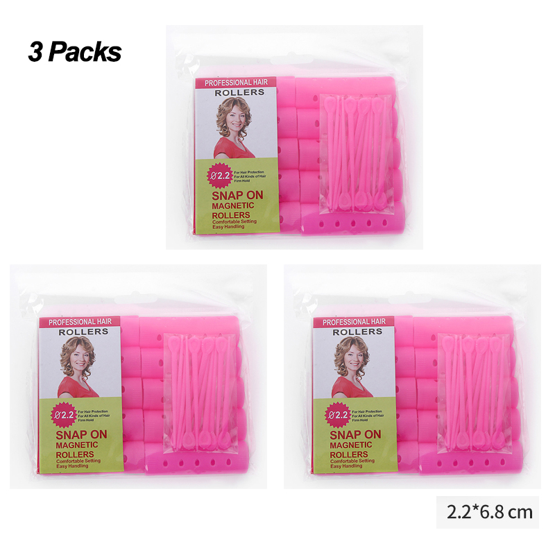 Kit de rouleaux à cheveux en plastique avec épingles à cheveux, 3 paquets/ensemble, 28mm, pour perming froide, barres de bigoudis, pince à Air, pour boucler, 1510: 22mm