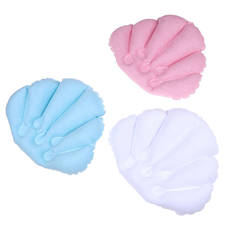 Soft Home Spa Inflatable Bath Pillow Cups Shell Shaped Neck Bathtub Cushion Support Pillow Bathtub Cushion