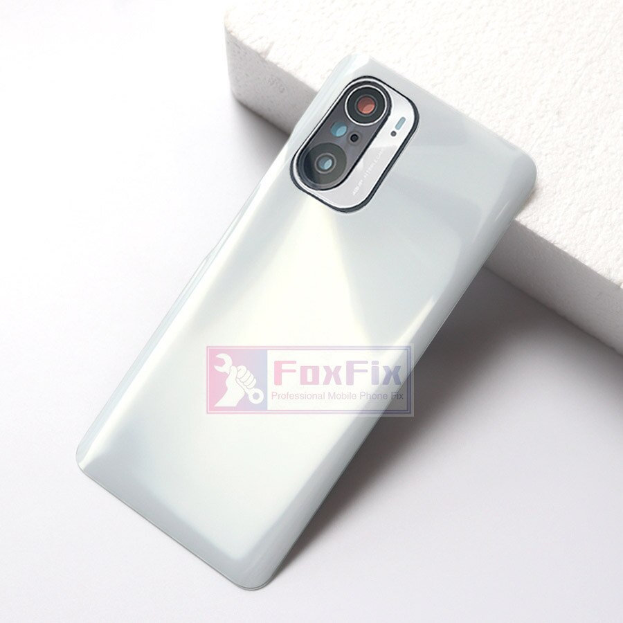 Zonder Logo Voor Xiaomi Poco F3 Batterij Cover Terug Glas Achterpaneel Behuizing Deur Case Met Camera Glas Lens Vervanging + Sticker: White With Lens