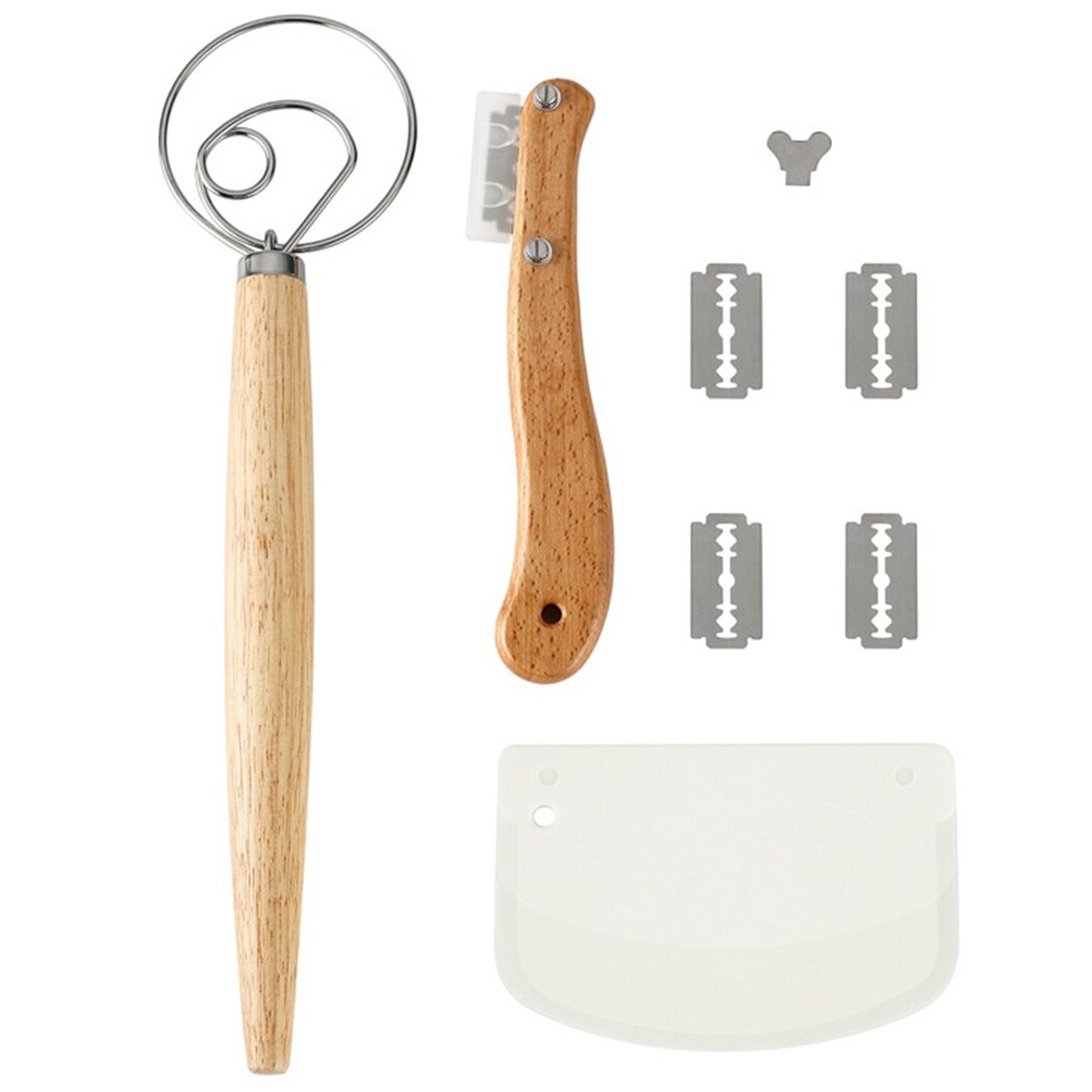 Stainless Steel Bread Slashing Tool Dough Whisk Dough Scraper Slasher Slicer Pizza Scoring Knife Cutter Bread Baking Tool Set