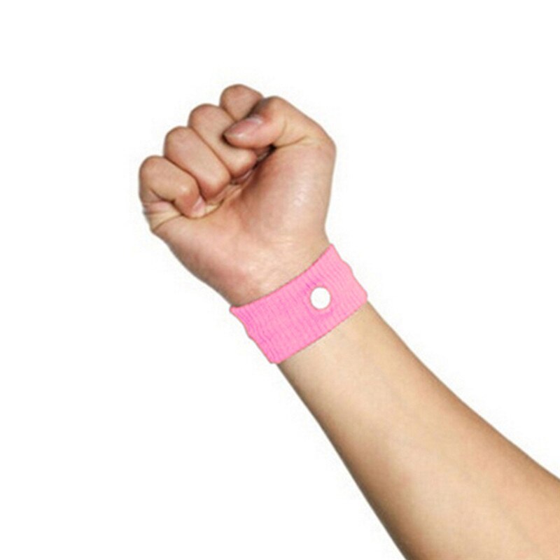 1Pc Fabric Elastic Anti Nausea Wristbands Reusable Wrist Band Sickness Travel Sea Car Anti Sickness Motion: Pink
