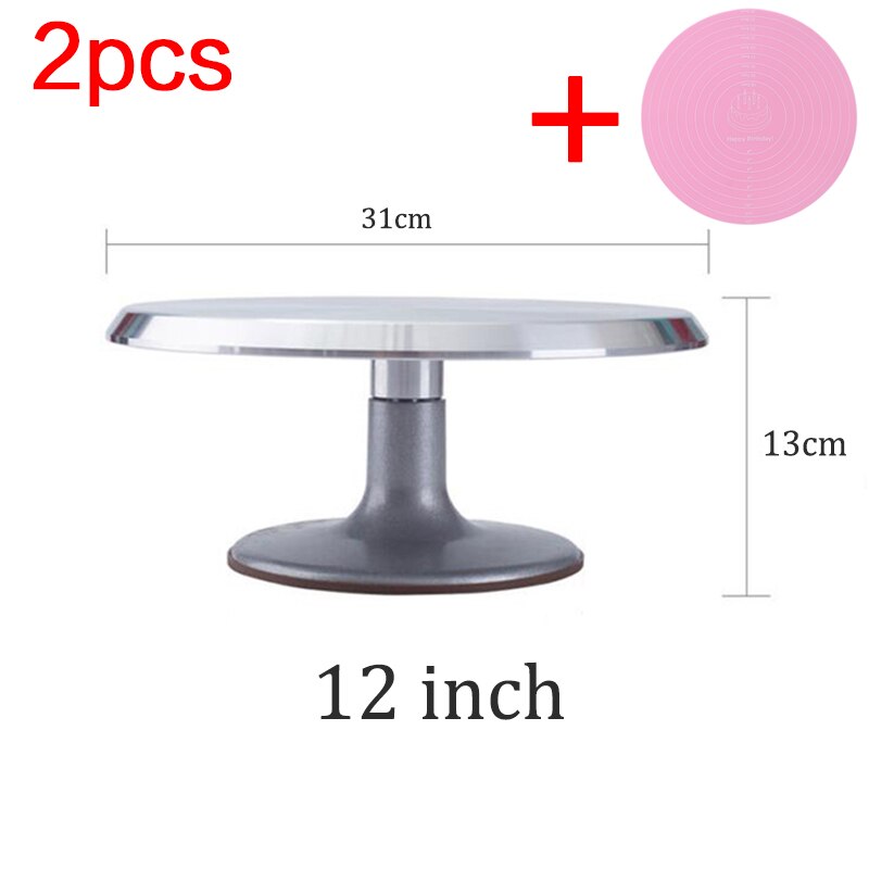 Aluminum alloy 12 inch turntable cake decoration accessory set rotating cake stand tool metal stainless steel pastry cake stand: J