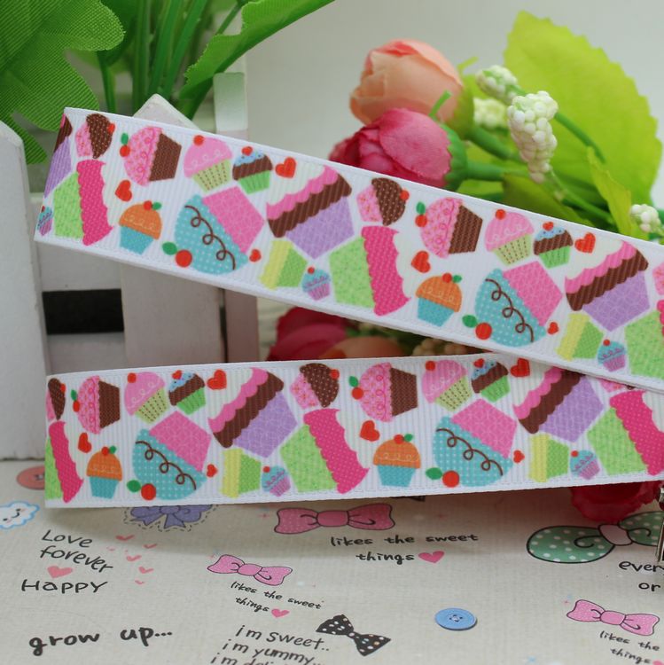 7/8 ''free cupcake gedrukt grosgrain lint hairbow hoofddeksels partij decoratie diy oem 22mm d214