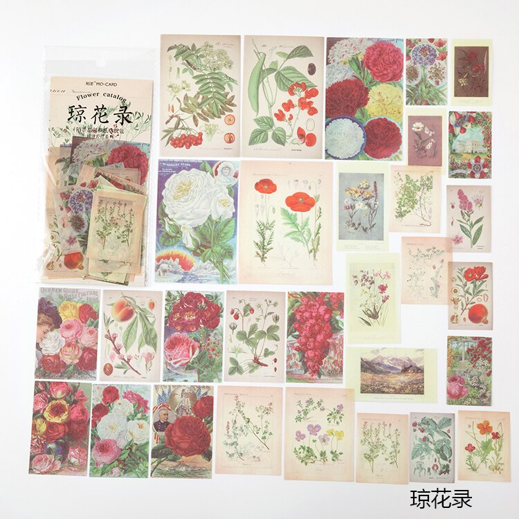 60 st/påse retro blommor växter dagbok papper klistermärke dekoration klistermärken diy för hantverk dagbok scrapbooking planerare etikett klistermärke: E