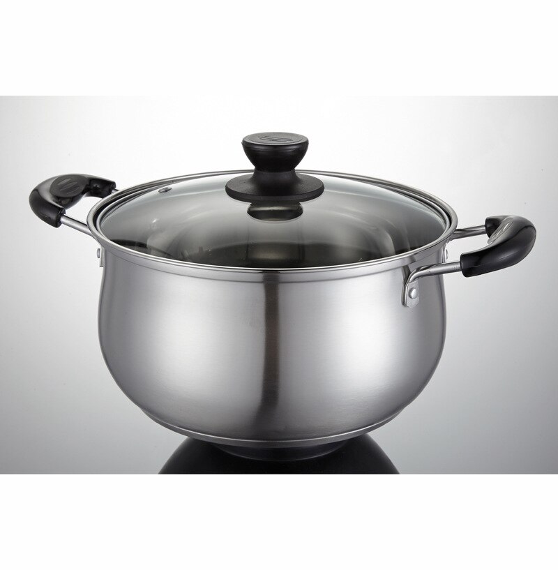 Stainless steel soup pot double bottom thickening double ear arc Korean electric cooker pearl milk pot