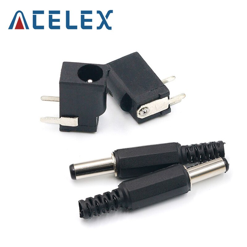 10Pcs Dc Power Connector Pin 2.1X5.5Mm Vrouw Plug Jack + Stekker Jack Socket Adapter Pcb mount Diy Adapter Connector 2.1X5.5: Male5 Female5 type4