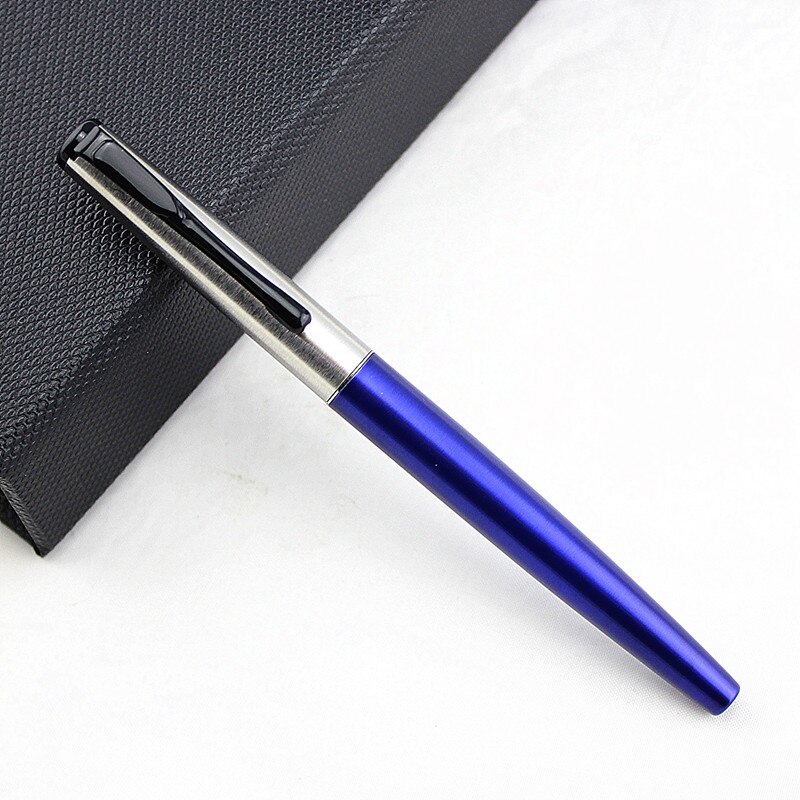 Luxury blue Business Metal Fountain Pen Nib Medium black Clip School Supplies: T