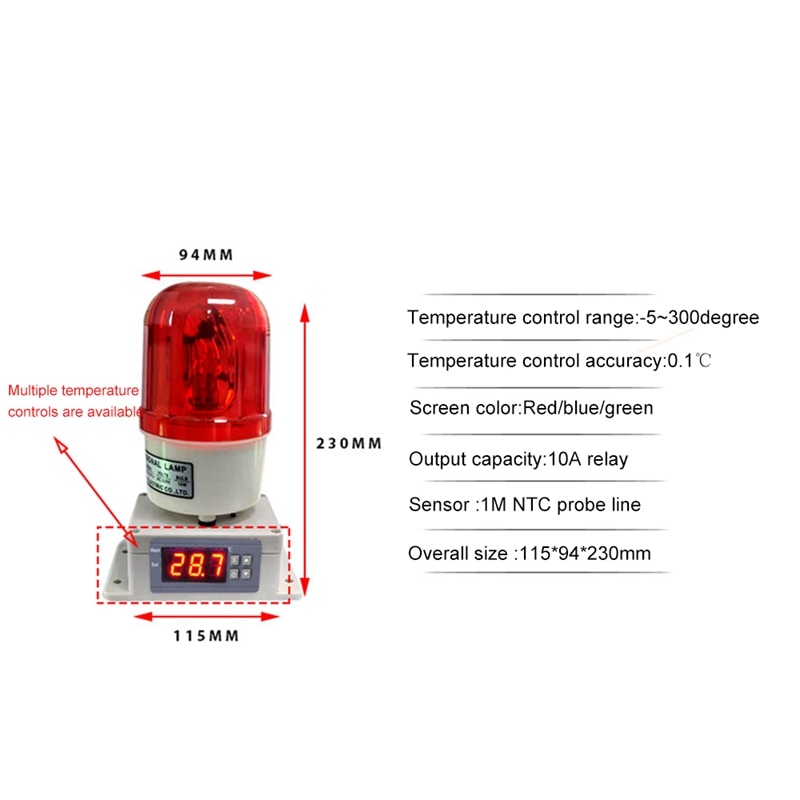 Temperature Alarm Thermostat Machine Room Farm Oven Temperature Alarm High and Low Temperature Alarm 110-220V US Plug