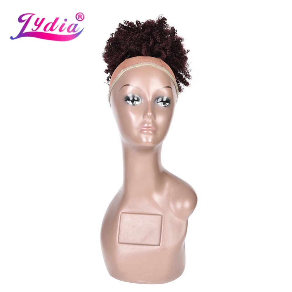 Lydia 8inch Synthetic Chignon Bun Curly 99J# Hair With Two Plastic Combs Easy Chignon Updo for Short Hair Wedding Hairstyle