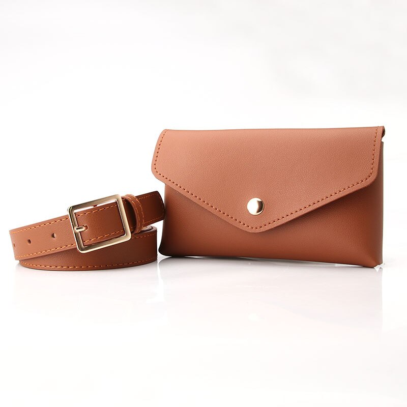 BQ-Bolso pequeño de cuero a la para mujer y niña, Mini bandolera, cinturón: Castaño