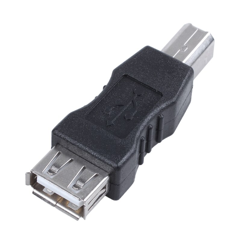 USB printer adapter type A female - type B male black silver tone: Default Title