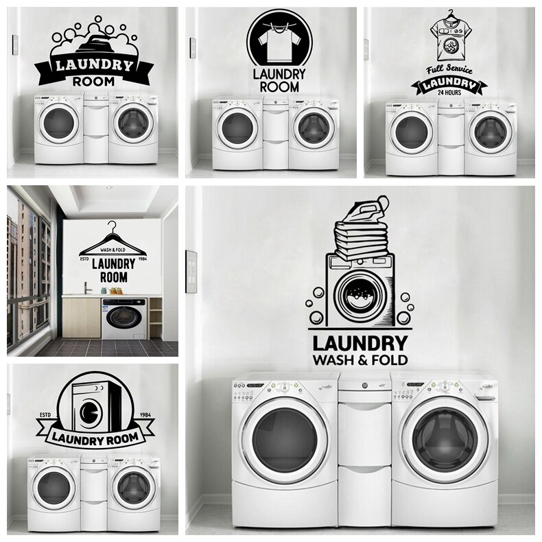 Fun buanderie lavage décorations pour la maison Pvc décalcomanie salon enfants chambre amovible décor stickers muraux adesivo de parede