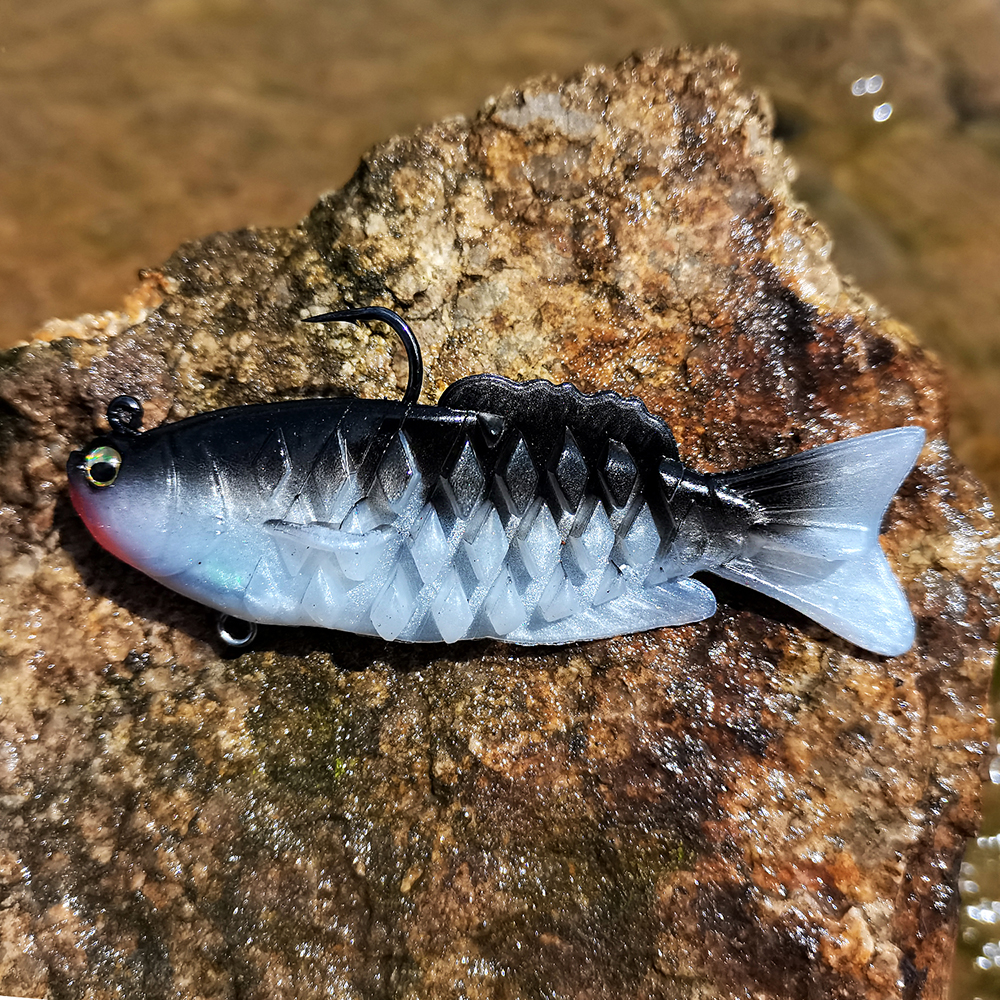 THETIME NAUGHTY Soft Shad Bait 21g Ultrasoft Multisection Silicone Jig Head Lure Dark Sleeper Swimbait for Bass Fishing: Color 06