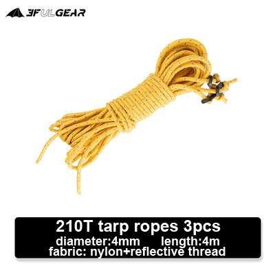 3F UL Gear – cordes réfléchissantes pour tente ou bâche, 4mm/2mm/1.5mm de diamètre, 2m/4m/20m: 210T 4mm 4m 3pcs