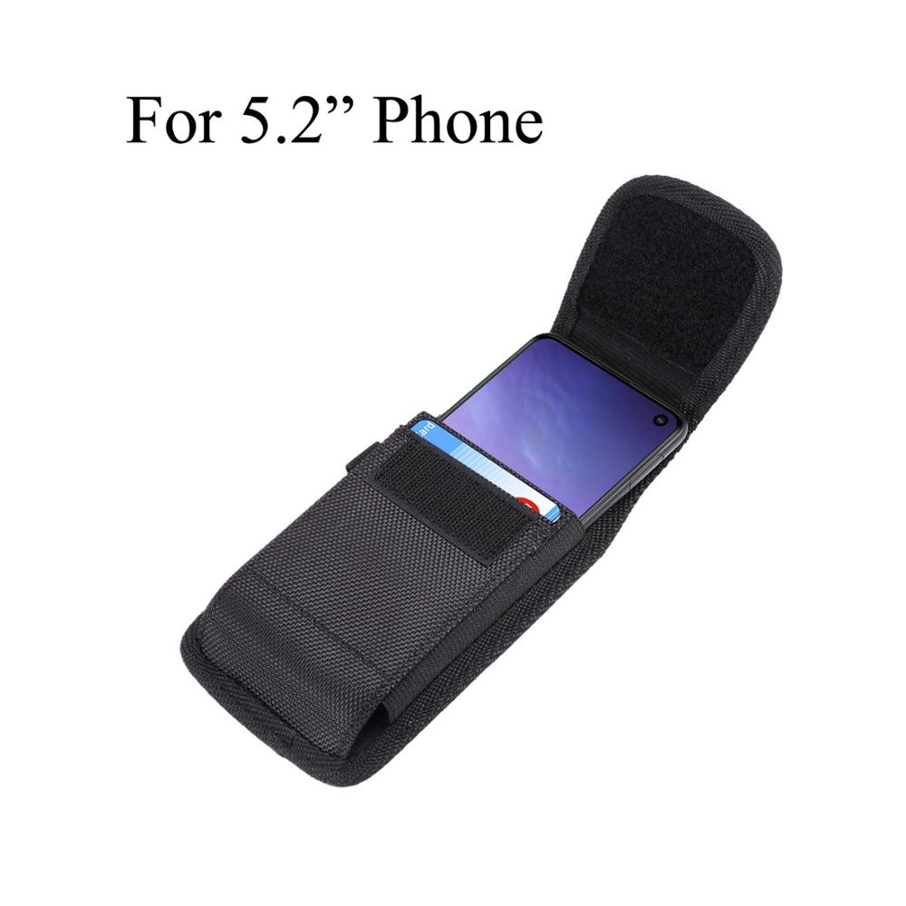 Mobile Phone Belt Waist Bag 4.7 - 6.9 INCH Cases Hook Loop Holster Pouch for iPhone Xiaomi Huawei Samsung Black: For 5.2